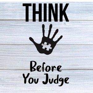 Think before you judge 6 inch vinyl decal